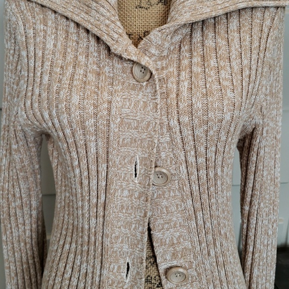 North Crest sweater coat jacket beige tan long sleeve Size Large Juniors - Picture 4 of 5